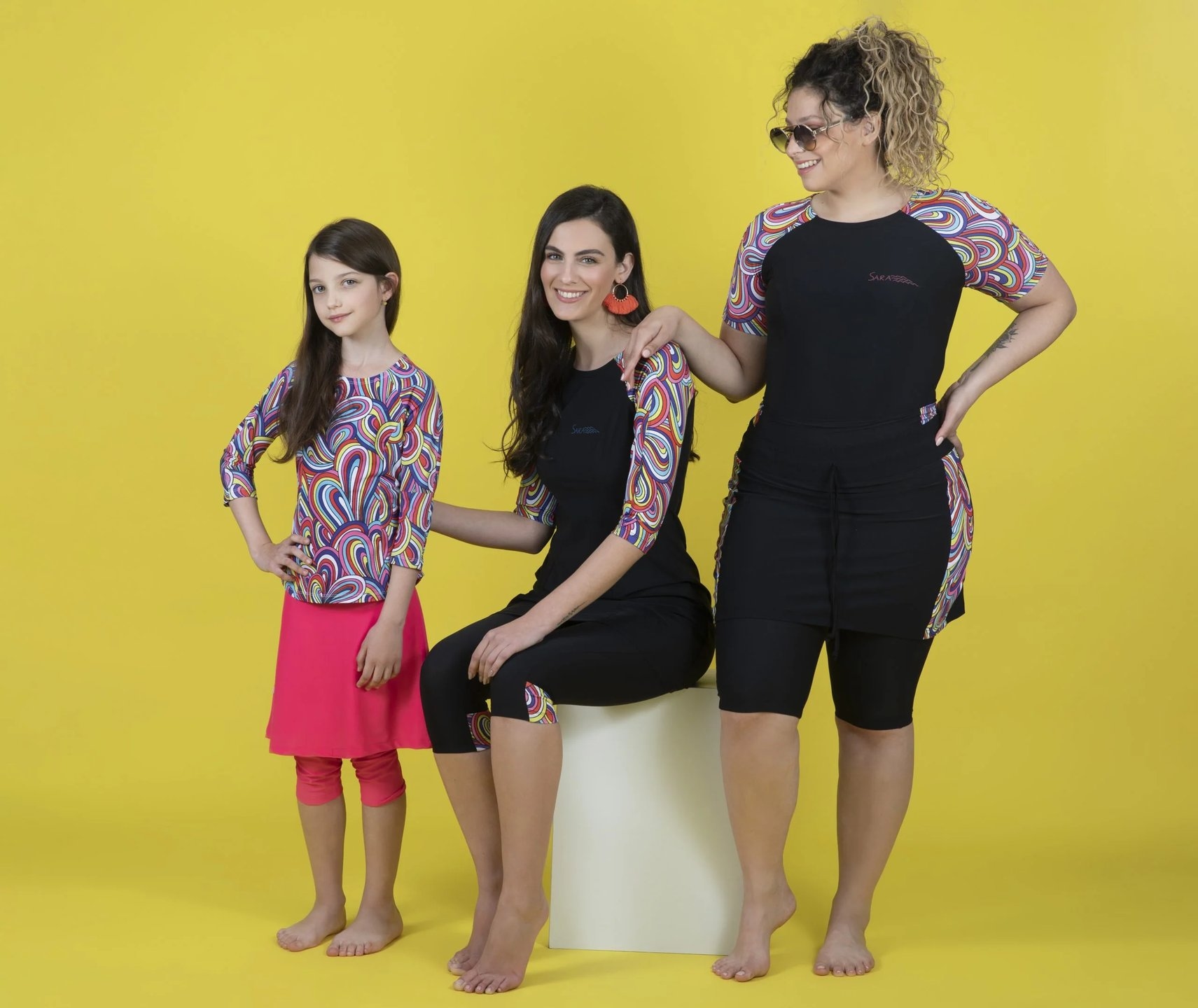 Girls Colorful Waves Top and Skirt Swim Set - Image 3