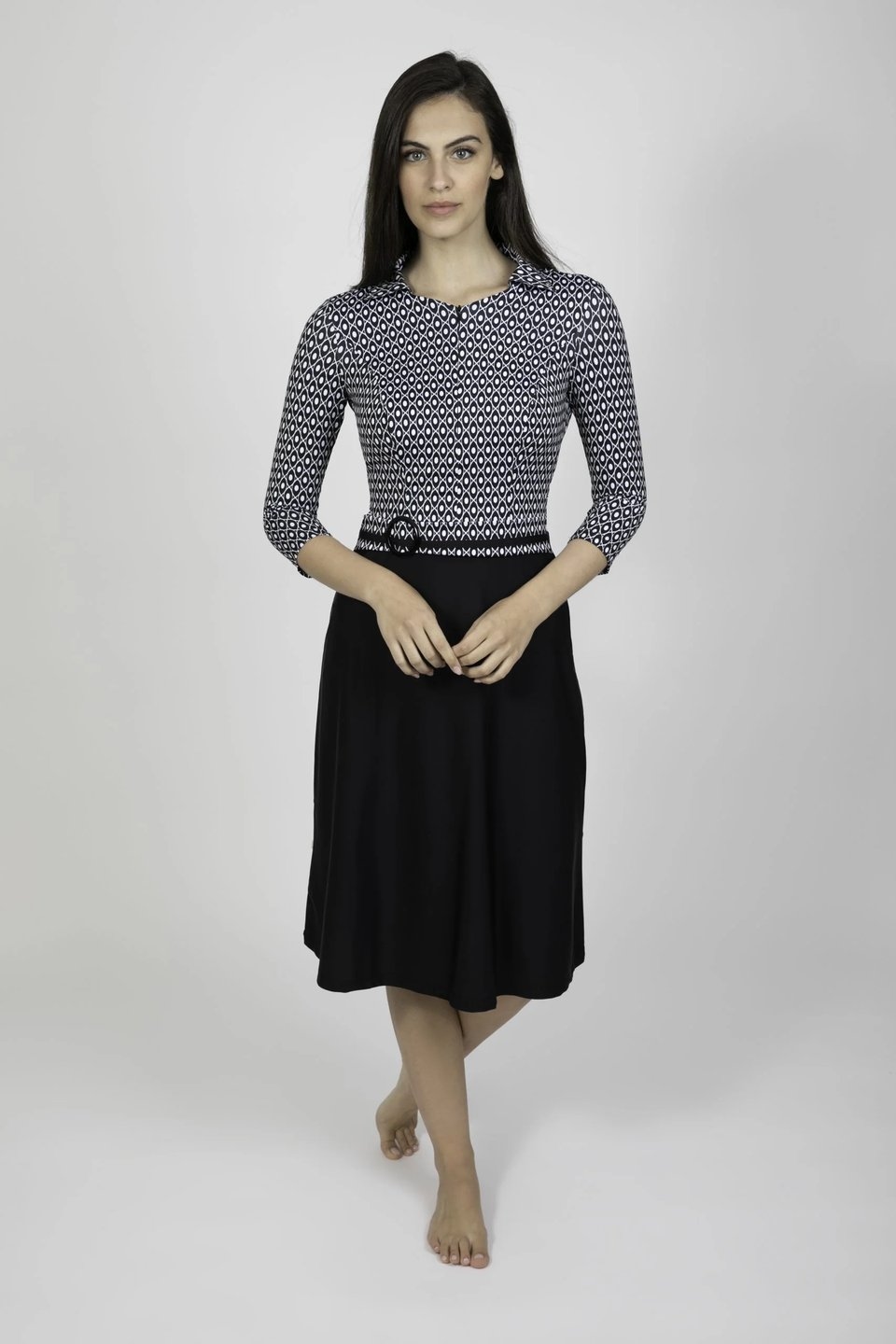 Turban Swim Dress – Black and White - Image 1