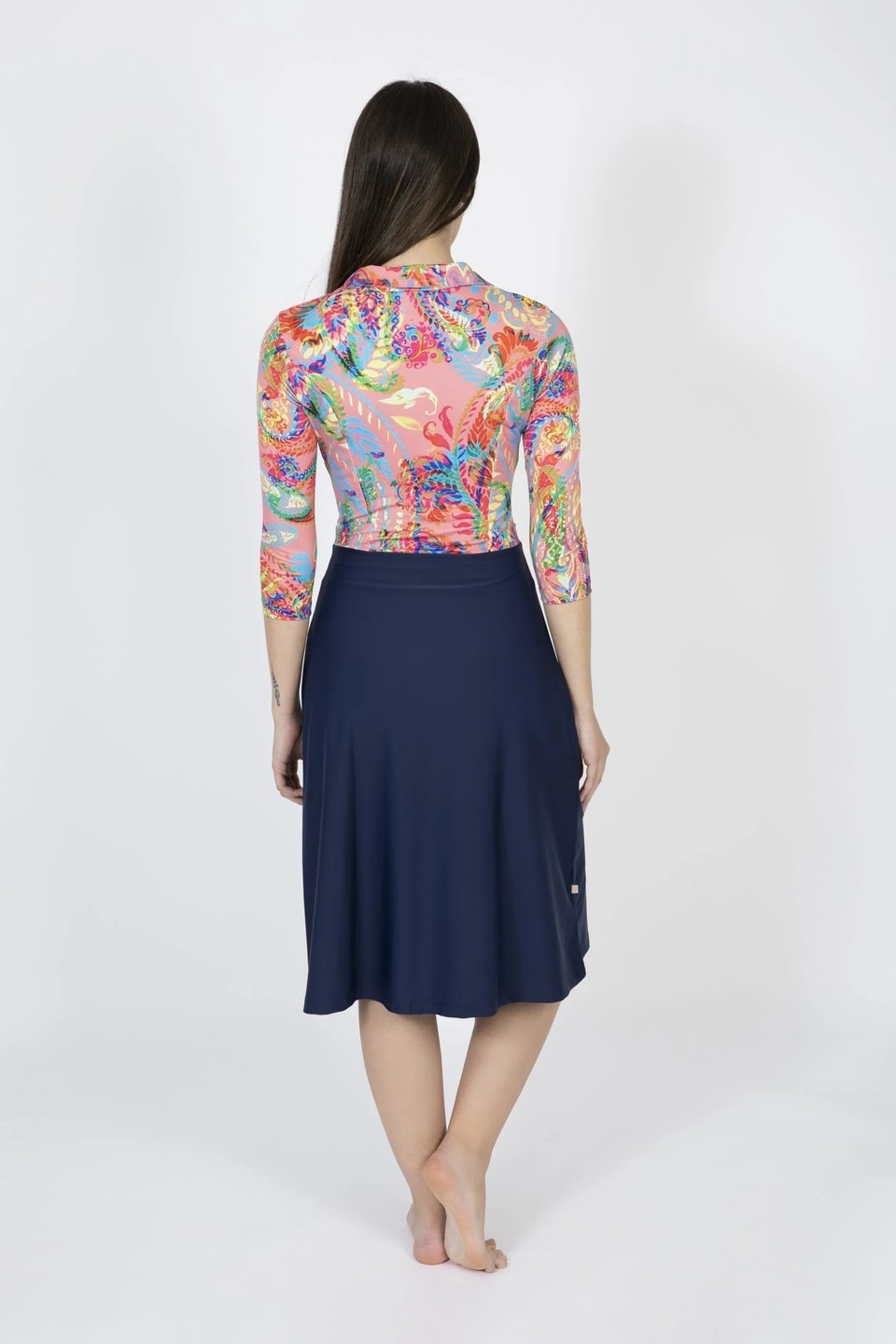 Turban Swim Dress Blue and Pink Cashmere - Image 4