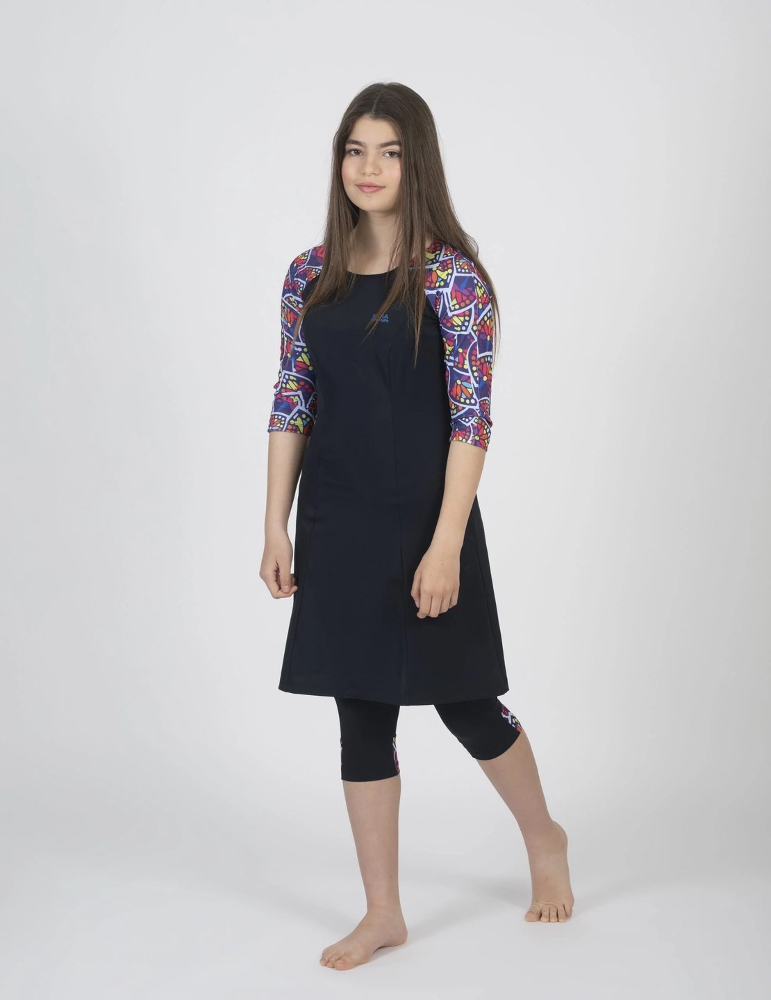 Colorful Leaves Long Sleeve Tunic for Swim and Sport - Image 6