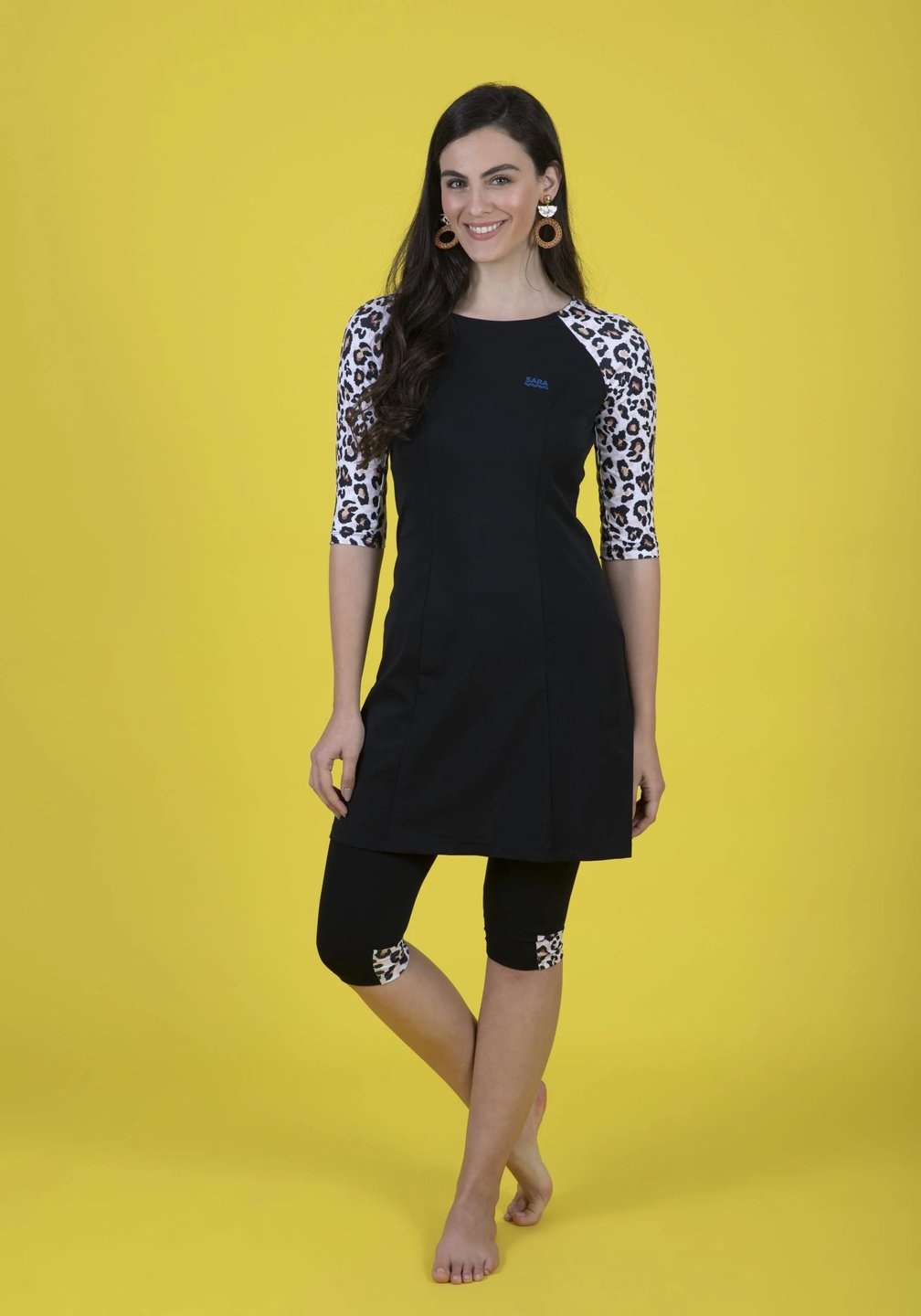 Leopard Print Long Sleeve Tunic for Swim and Sport - Image 2