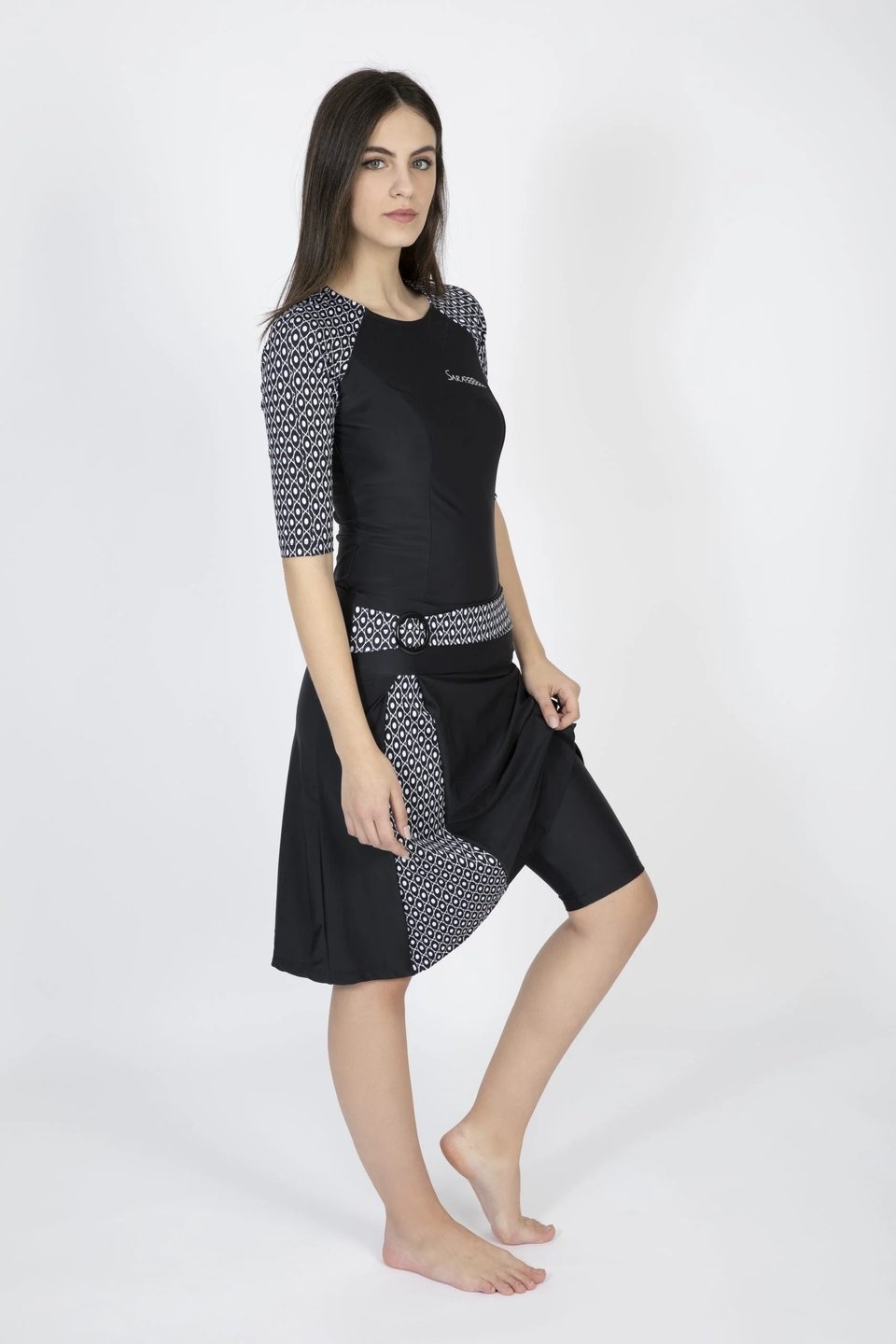 Black and White Buckle Swim Set - Image 7