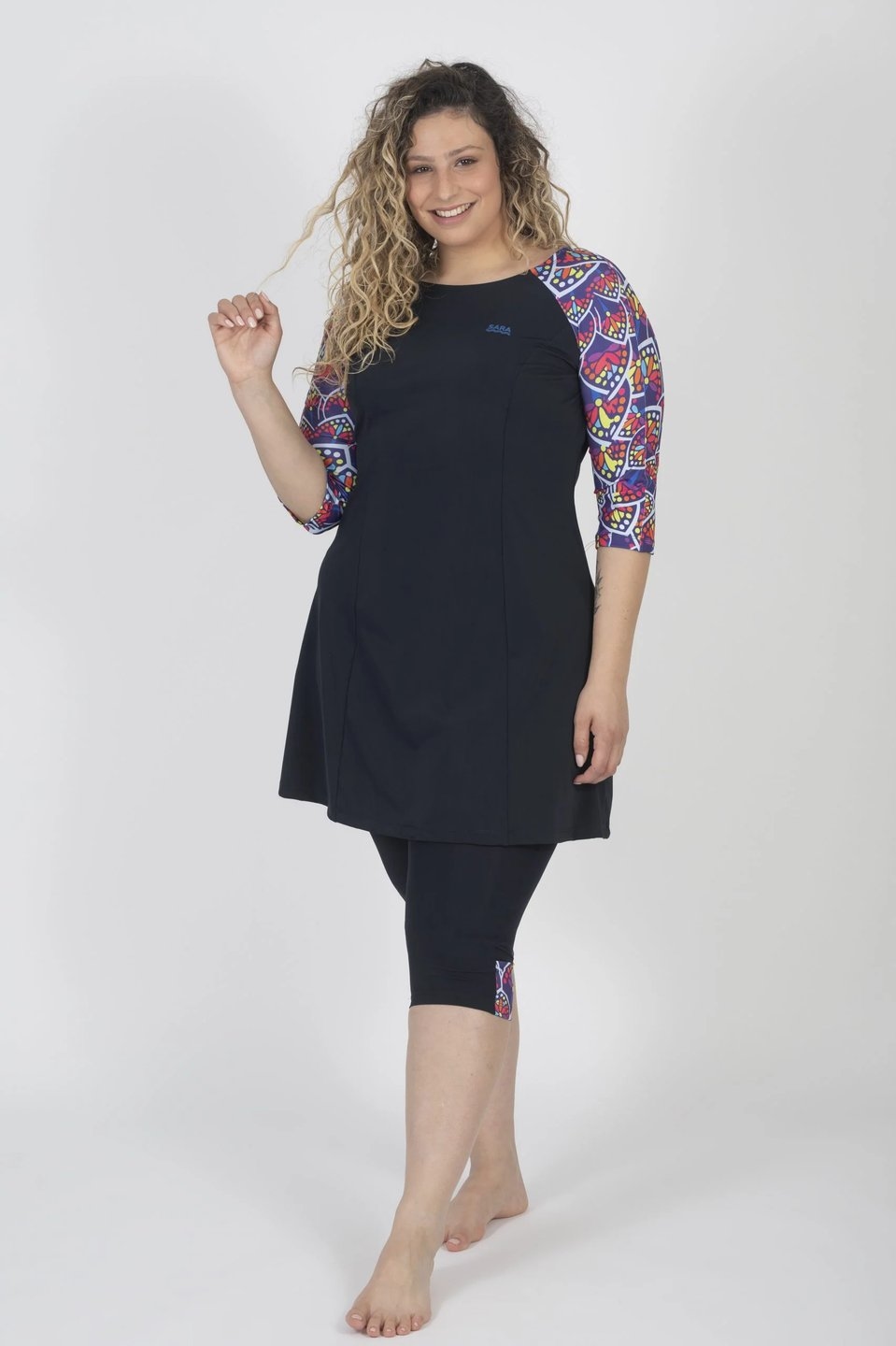 Colorful Leaves Long Sleeve Tunic for Swim and Sport - Image 5