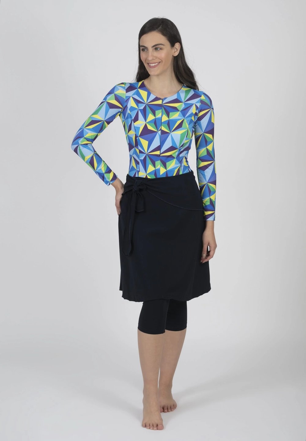 Geometric Swim and Sport Bodysuit(with Skirted Shorts) - Image 1