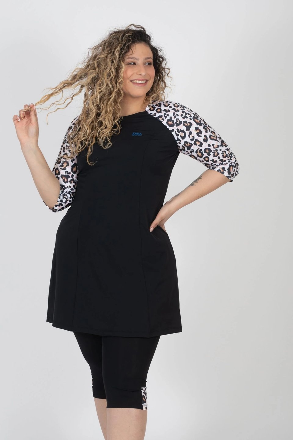 Leopard Print Long Sleeve Tunic for Swim and Sport - Image 3