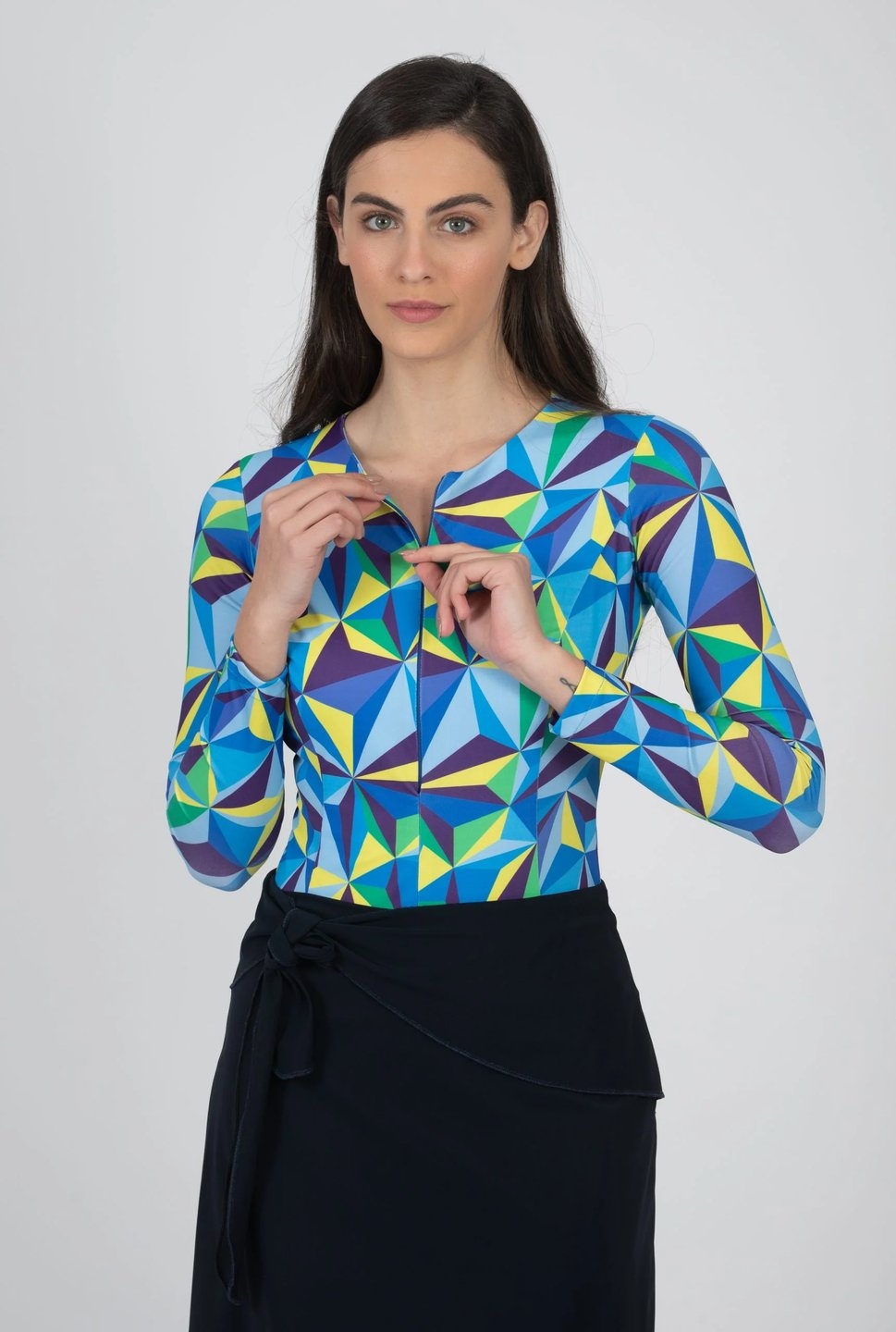 Geometric Swim and Sport Bodysuit(with Skirted Shorts) - Image 2