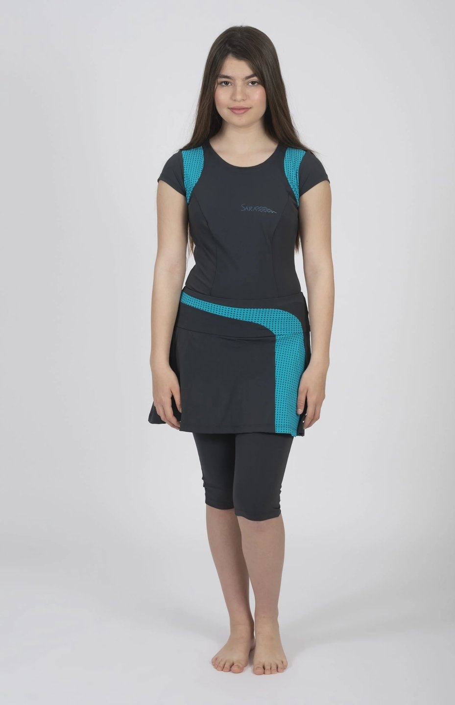 Gray Tennis Style Set with Light Blue Mesh - Image 2