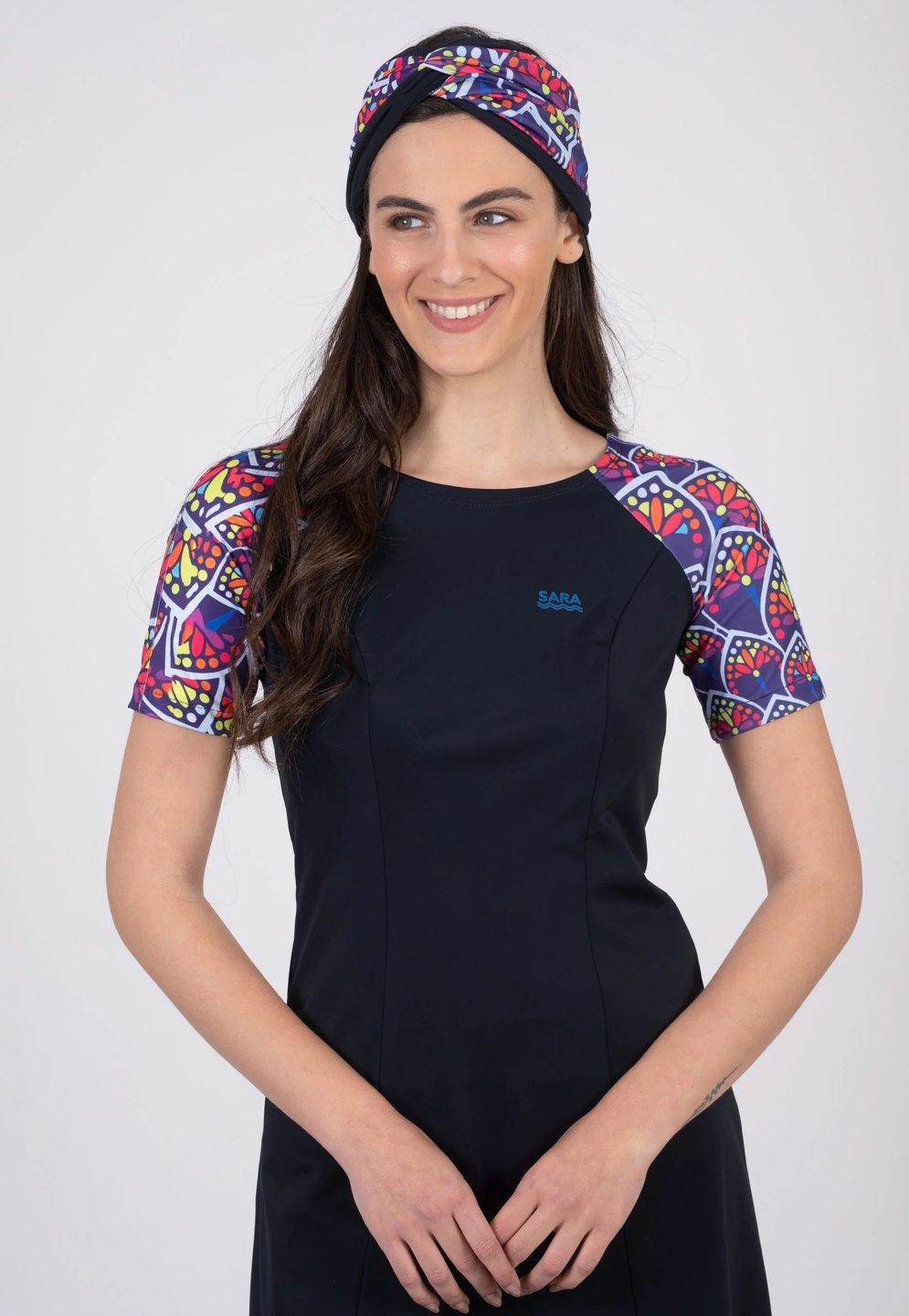 Colorful Leaves Long Sleeve Tunic for Swim and Sport - Image 2