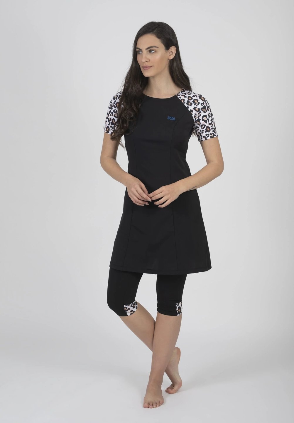 Leopard Print Short Sleeve Tunic for Swim and Sport - Image 2