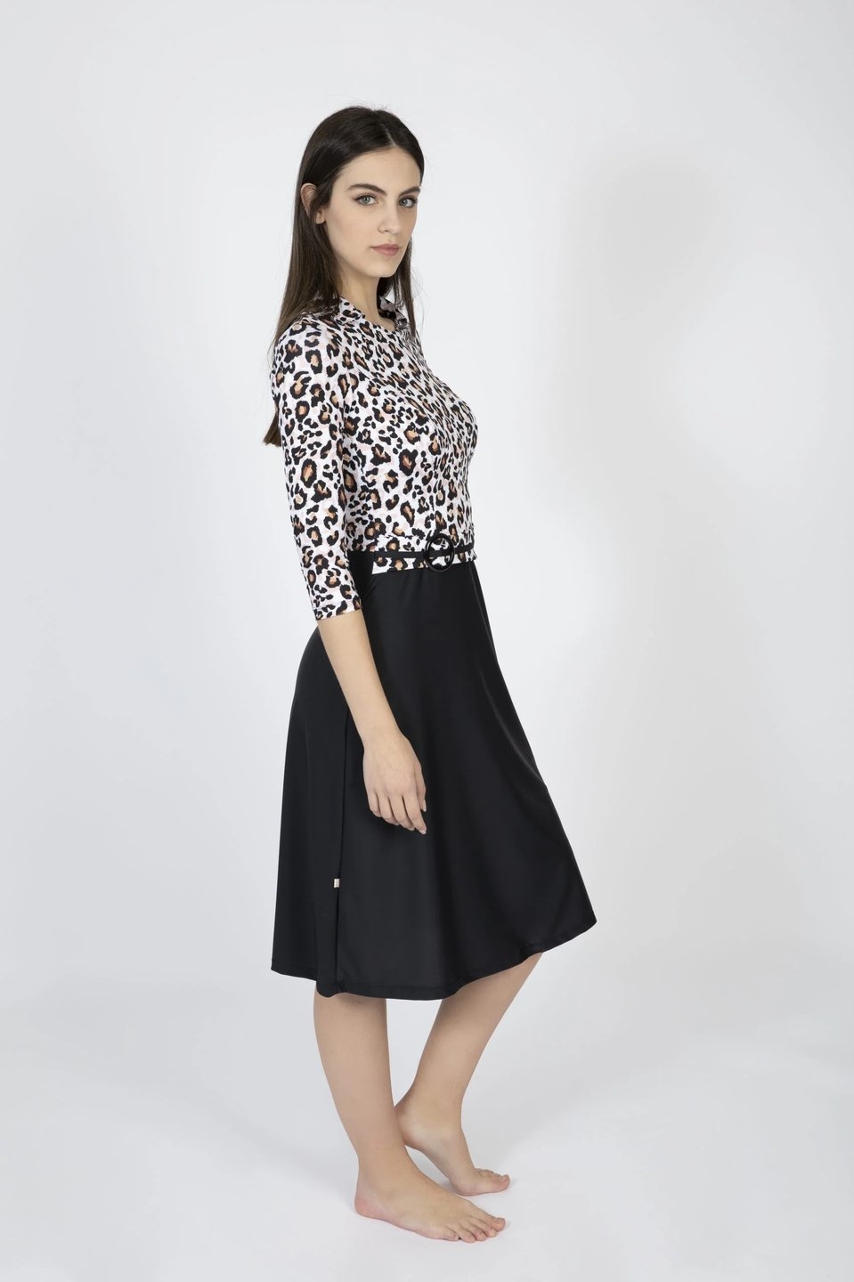 Turban Swim Dress Black Leopard - Image 4