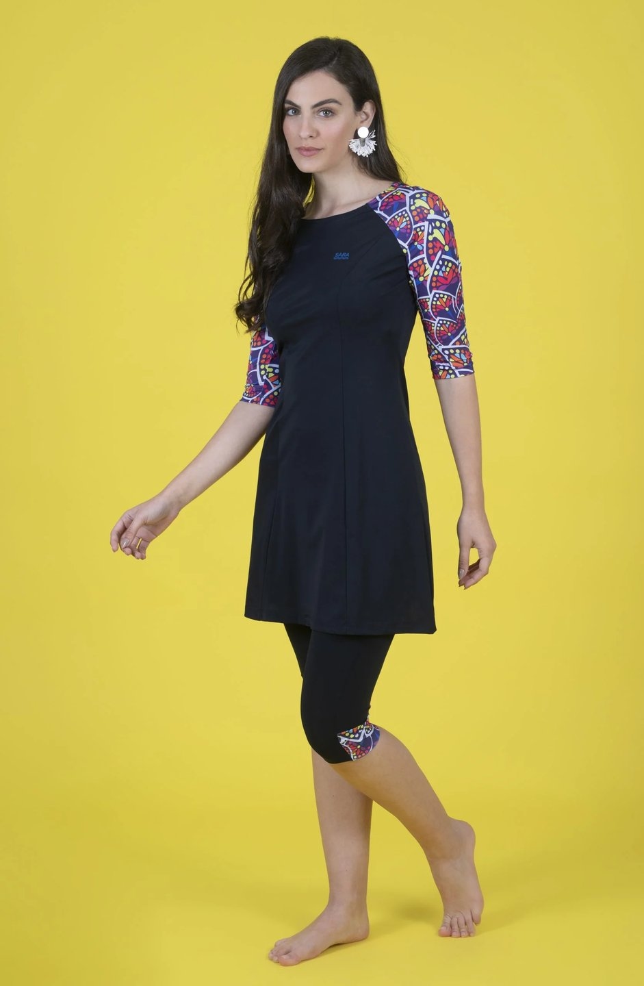 Colorful Leaves Long Sleeve Tunic for Swim and Sport - Image 4