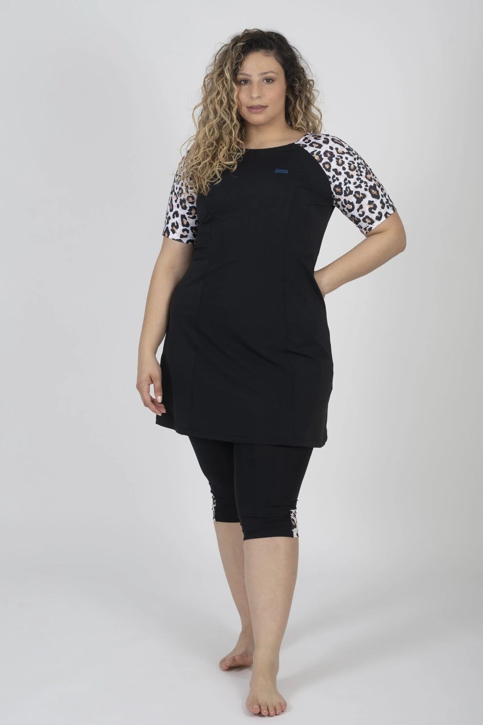 Leopard Print Short Sleeve Tunic for Swim and Sport - Image 3