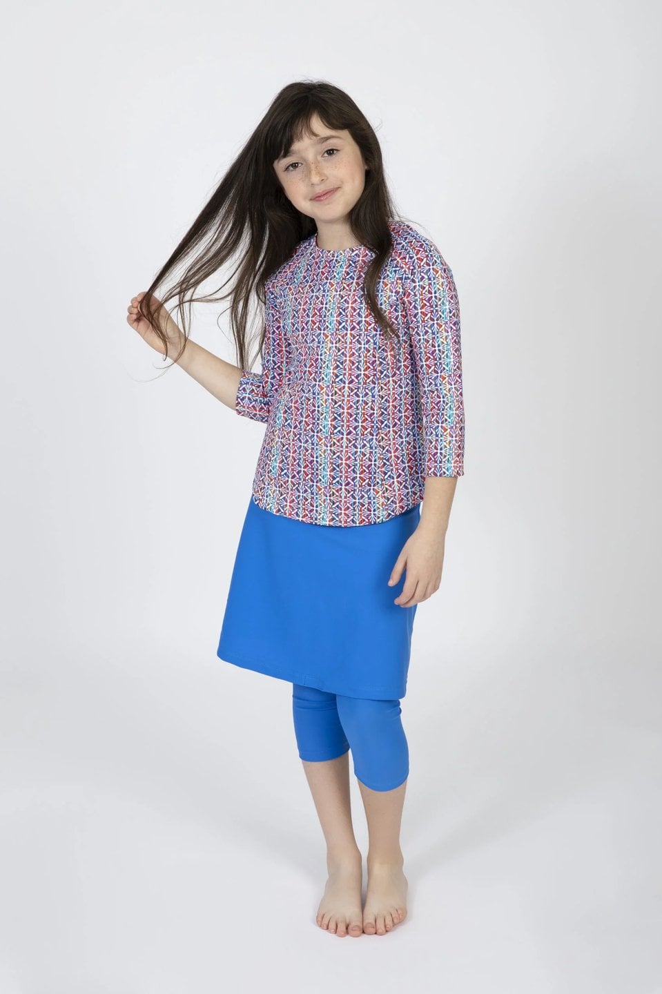 Girls Stained Glass Top and Skirt Swim Set