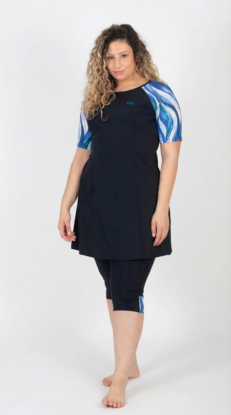 Blue Waves Short Sleeve Tunic for Swim and Sport - Image 2