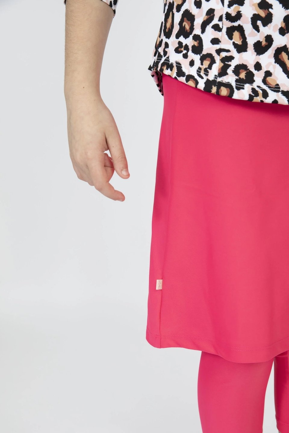 Girls Pink Leopard Top and Skirt Swim Set Mini Me - Image 3